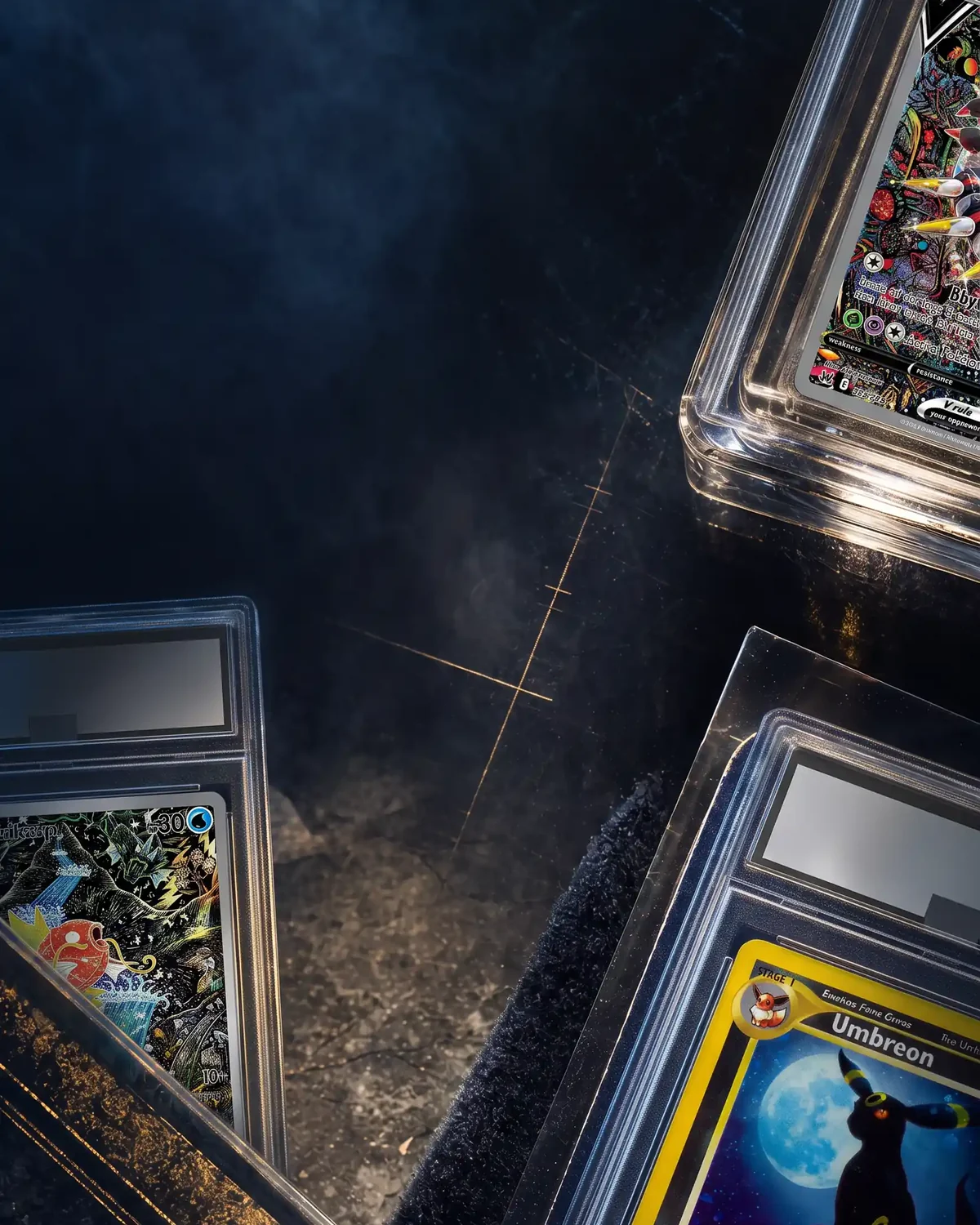 Collection de cartes Pokémon gradées dans leurs boîtiers